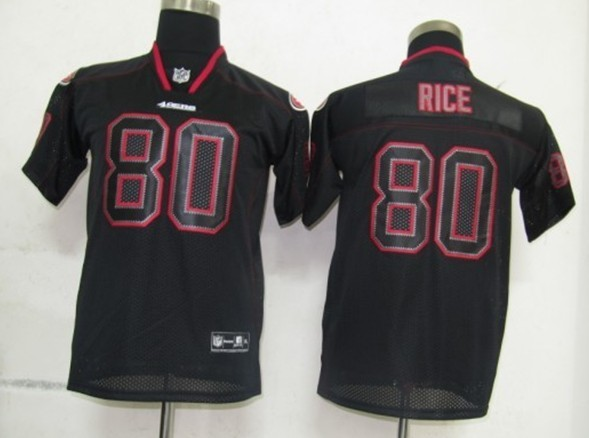 Nike 49ers 80 Rice Lights Out Black Elite Kids Jerseys