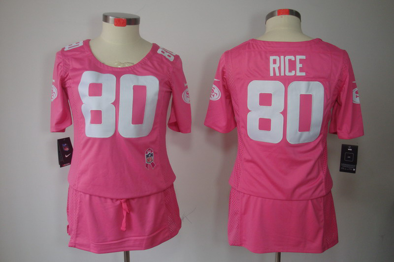 Nike 49ers 80 Rice Pink Women Elite 2013 Super Bowl XLVII Skirts