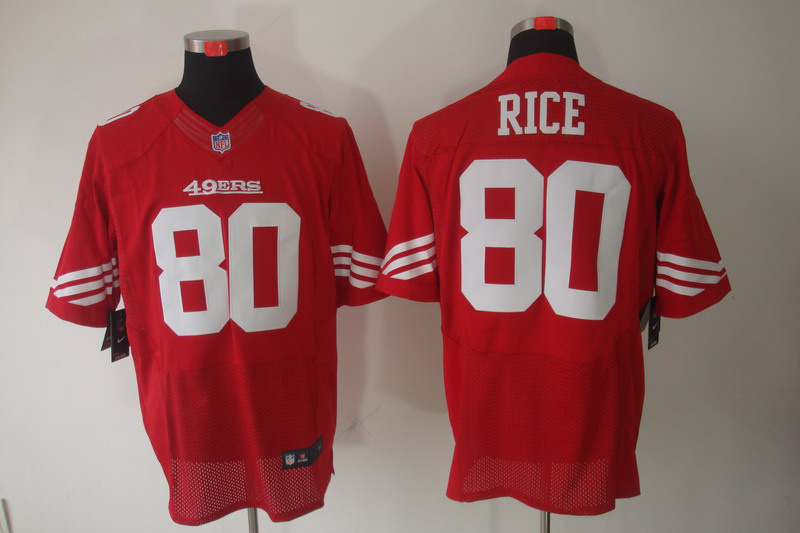 Nike 49ers 80 Rice Red Elite Jerseys