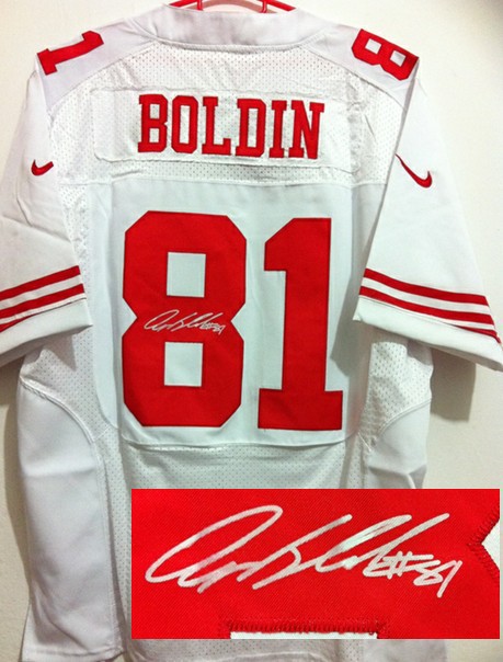 Nike 49ers 81 Boldin White Signature Edition Jerseys