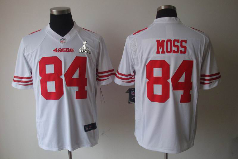 Nike 49ers 84 Moss white Game 2013 Super Bowl XLVII Jersey