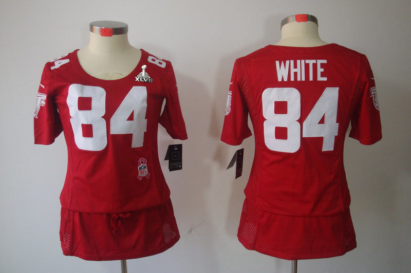 Nike 49ers 84 White Red Women Elite 2013 Super Bowl XLVII Skirts