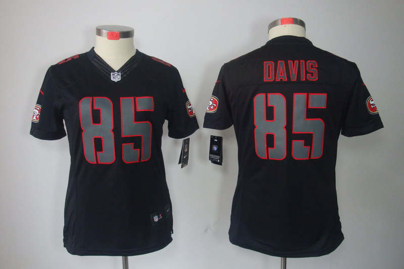 Nike 49ers 85 Davis Black Impact Women Limited Jersey