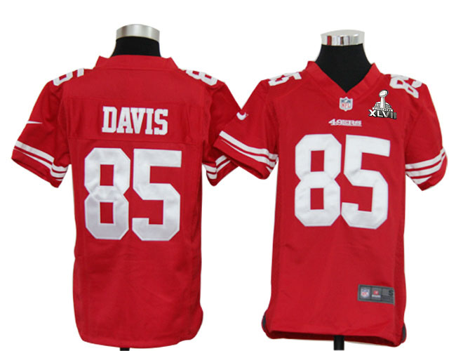 Nike 49ers 85 Davis Red Kids Game 2013 Super Bowl XLVII Jersey