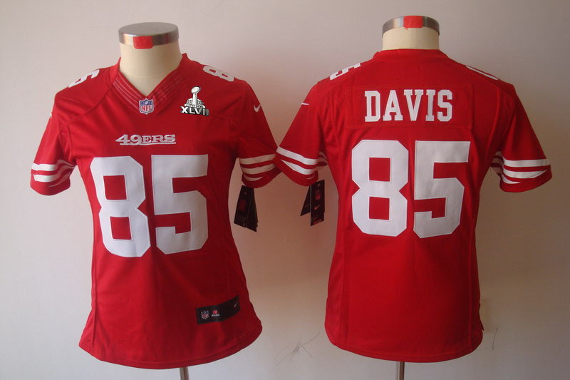 Nike 49ers 85 Davis Red Women Limited 2013 Super Bowl XLVII Jersey