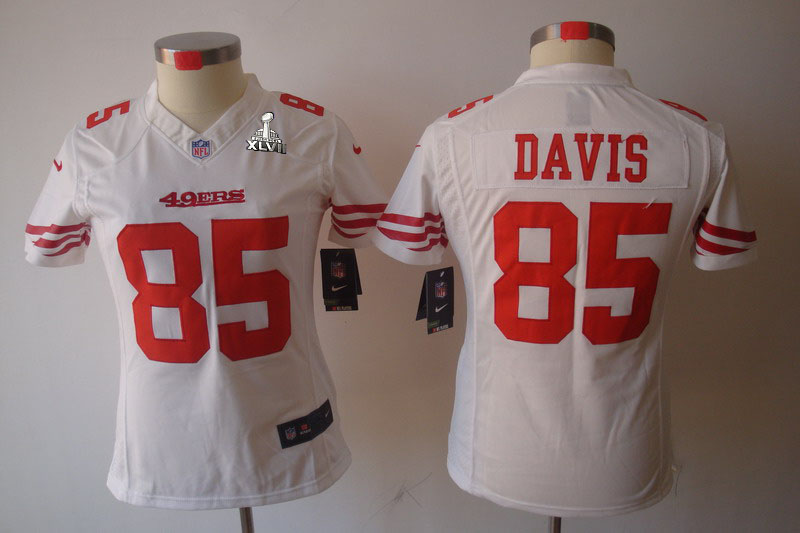 Nike 49ers 85 Ddavis White Women Limited 2013 Super Bowl XLVII Jersey