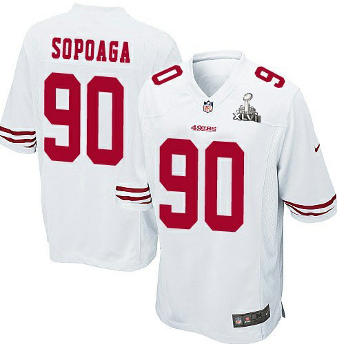 Nike 49ers 90 Isaac Sopoaga White Game 2013 Super Bowl XLVII Jersey