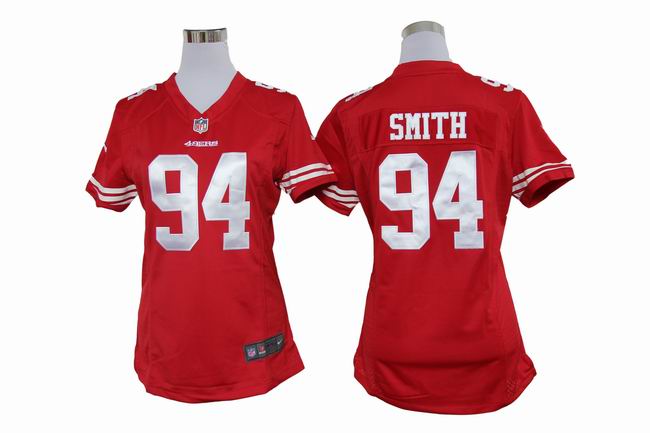 Nike 49ers 94 SMITH Red Women Game Jerseys