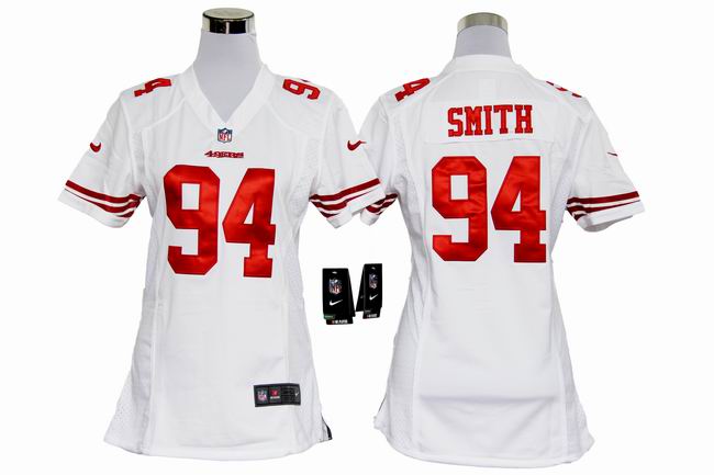 Nike 49ers 94 SMITH White Women Game Jerseys