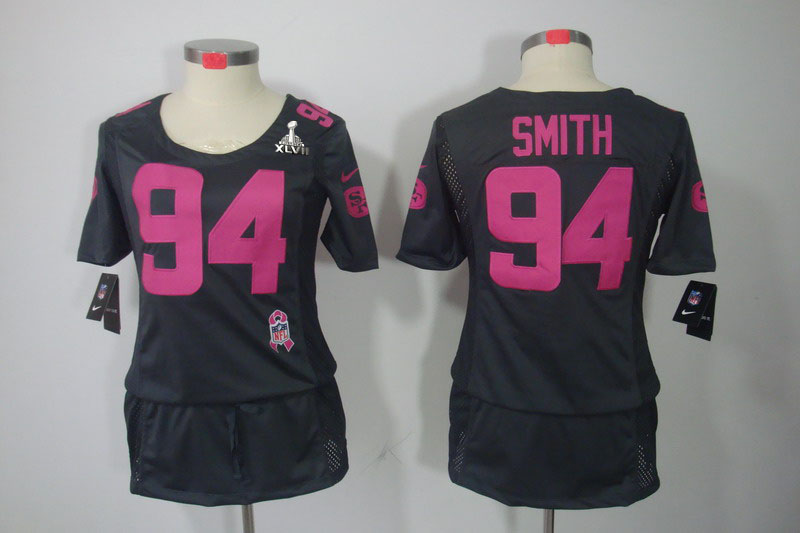 Nike 49ers 94 Smith Grey Women Elite 2013 Super Bowl XLVII Skirts
