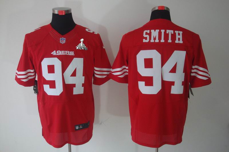 Nike 49ers 94 Smith Red Elite 2013 Super Bowl XLVII Jersey