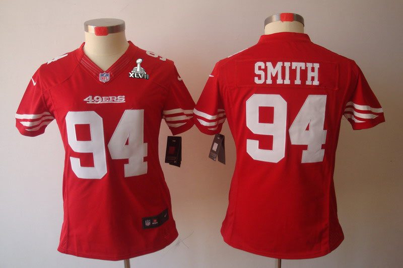 Nike 49ers 94 Smith Red Women Limited 2013 Super Bowl XLVII Jersey