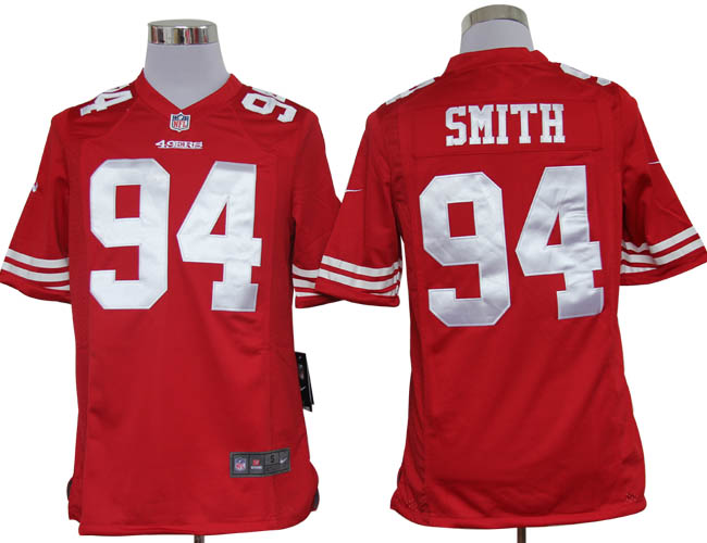 Nike 49ers 94 Smith Red game Jersey