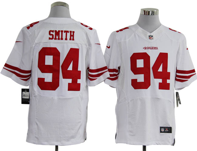 Nike 49ers 94 Smith White Elite Jerseys