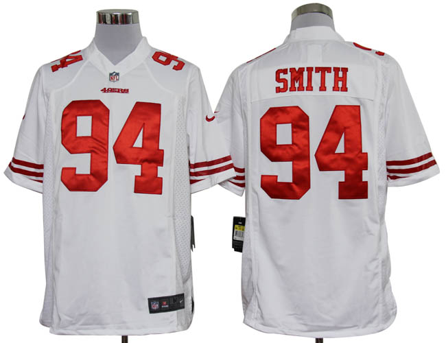 Nike 49ers 94 Smith white game Jersey