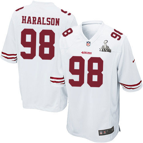 Nike 49ers 98 Parys Haralson White Game 2013 Super Bowl XLVII Jersey