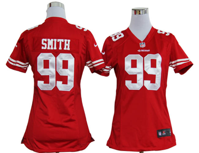 Nike 49ers 99 SMITH Red Women Game Jerseys