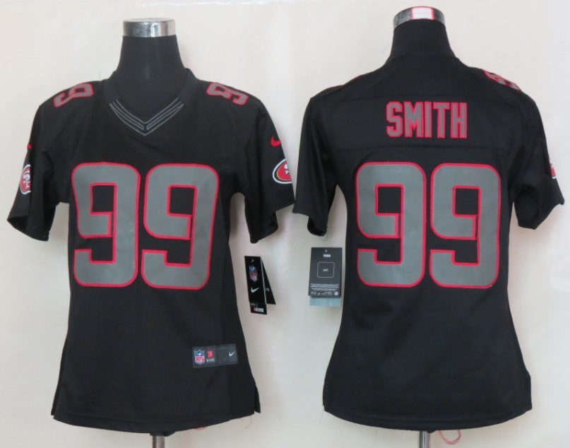 Nike 49ers 99 Smith Black Impact Women Limited Jerseys