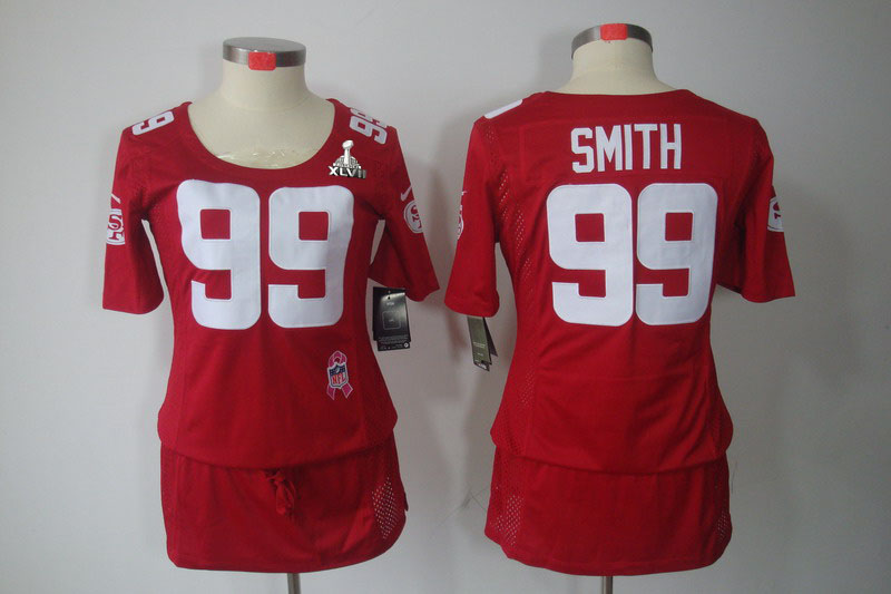 Nike 49ers 99 Smith Red Women Elite 2013 Super Bowl XLVII Skirts
