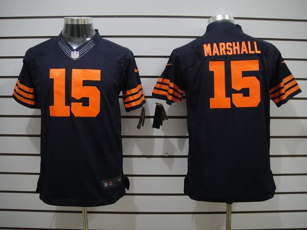 Nike Bears 15 Marshall Blue orange number Kids Limited Jerseys