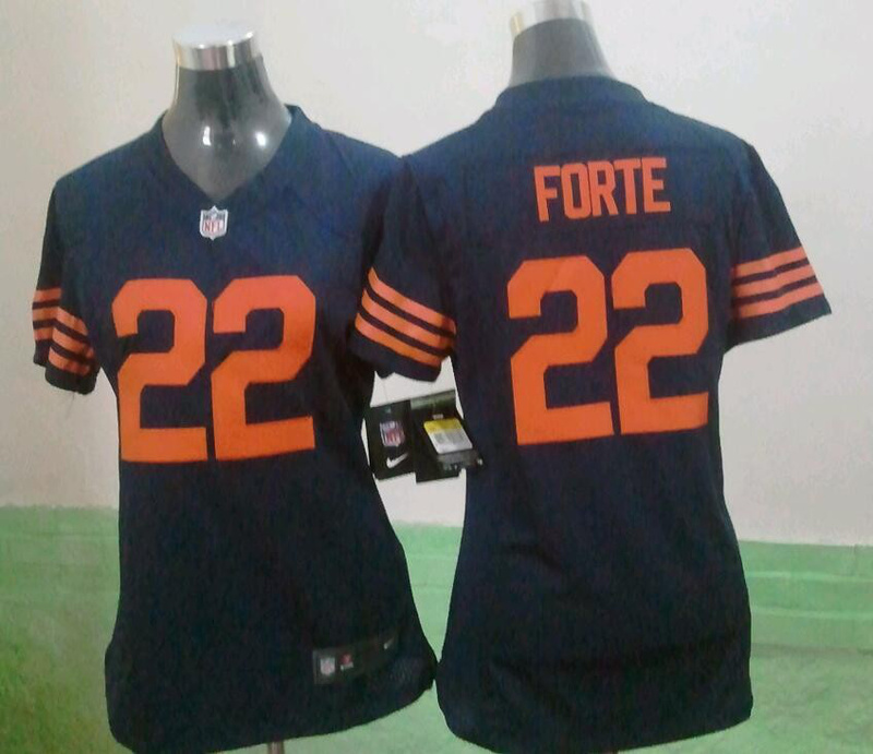 Nike Bears 22 Forte Blue Orange number Women Game Jerseys