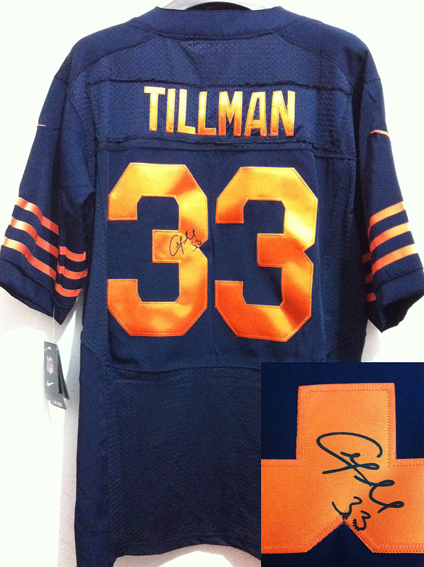 Nike Bears 33 Tillman Blue Orange number Signature Edition Jerseys