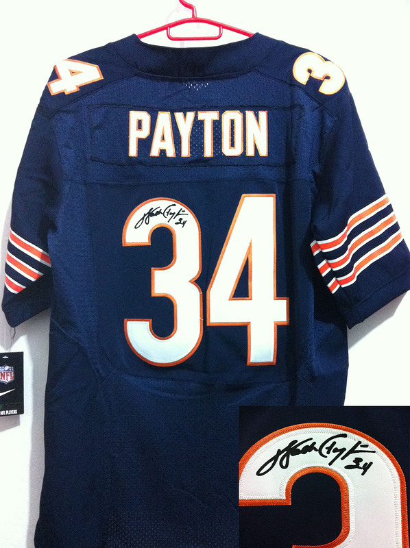 Nike Bears 34 Payton Dark Blue Signature Edition Jerseys