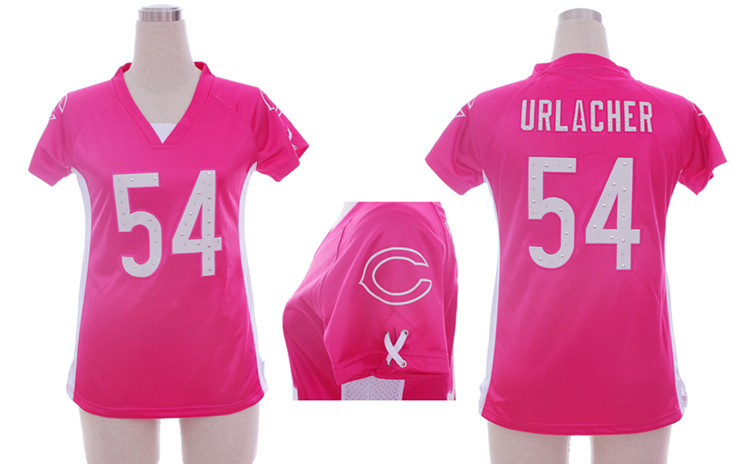 Nike Bears 54 Urlacher Pink Women Draft Him II Top Jerseys