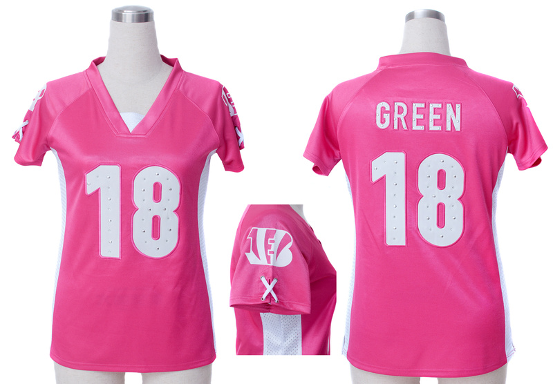 Nike Bengals 18 Green Pink Women Draft Him II Top Jerseys
