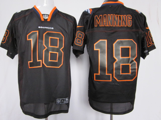 Nike Broncos 18 Peyton Manning Black Elite Jersey
