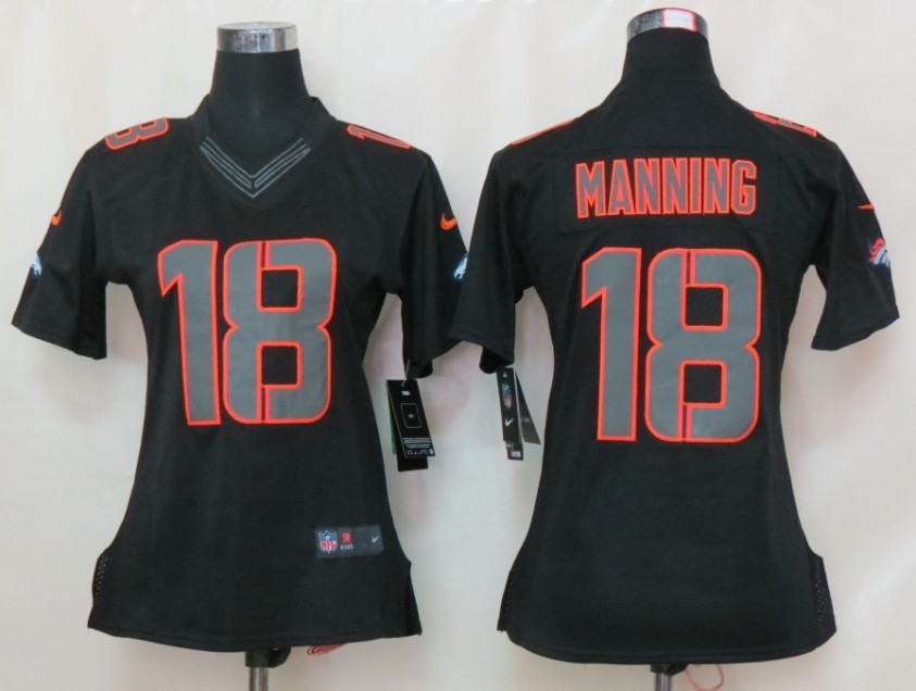 Nike Broncos 18 Manning Black Impact women Limited Jersey