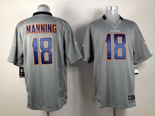 Nike Broncos 18 Manning Grey Game Jerseys