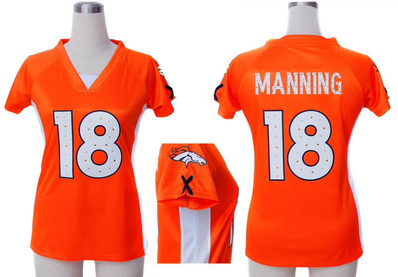 Nike Broncos 18 Manning Orange Women Draft Him II Top Jerseys
