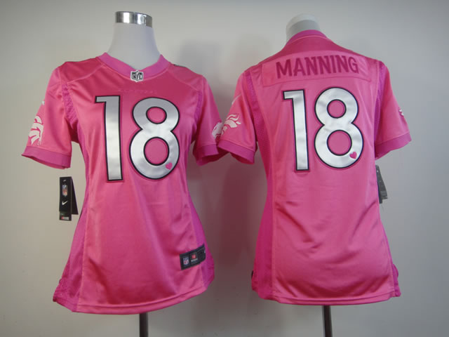 Nike Broncos 18 Manning Pink Love's Women Jerseys