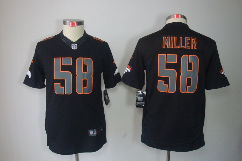 Nike Broncos 58 Miller Black Impact Kids Limited Jerseys