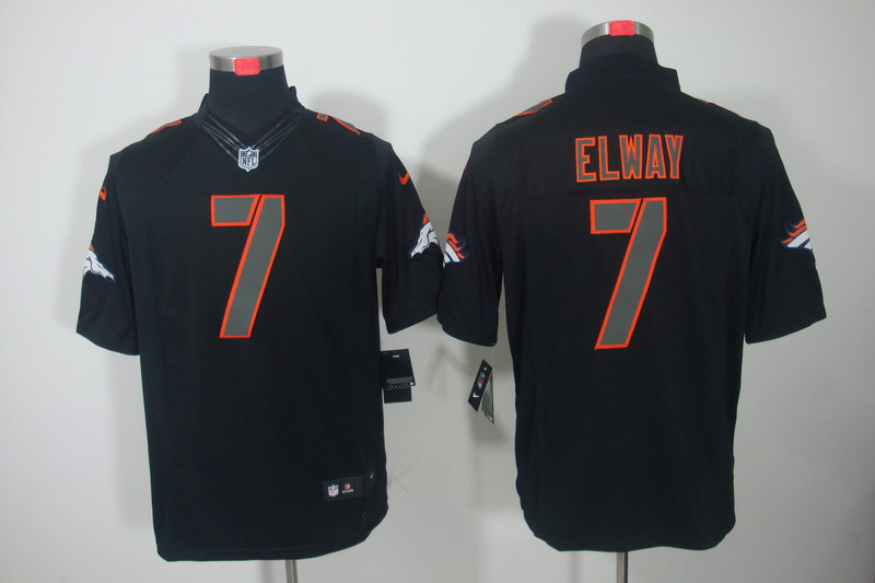 Nike Broncos 7 Elway Black Impact Limited Jerseys