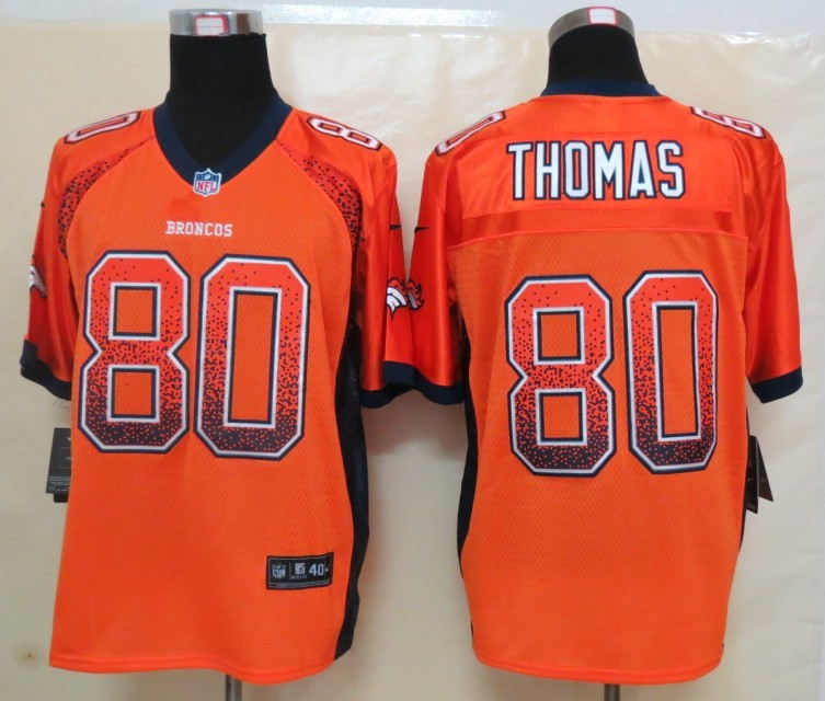 Nike Broncos 80 Thomas Orange Elite Drift Jersey