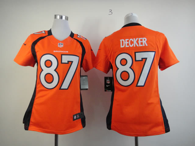 Nike Broncos 87 Decker Orange Women Limited Jerseys