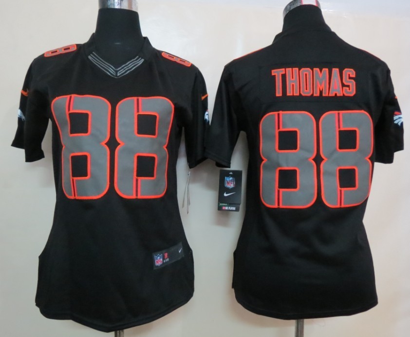 Nike Broncos 88 Thomas Black Impact Women Limited Jerseys