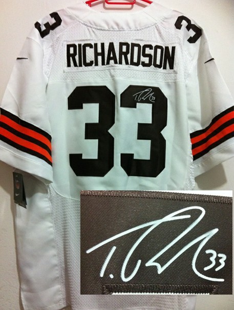 Nike Browns 33 Richardson White Signature Edition Jerseys