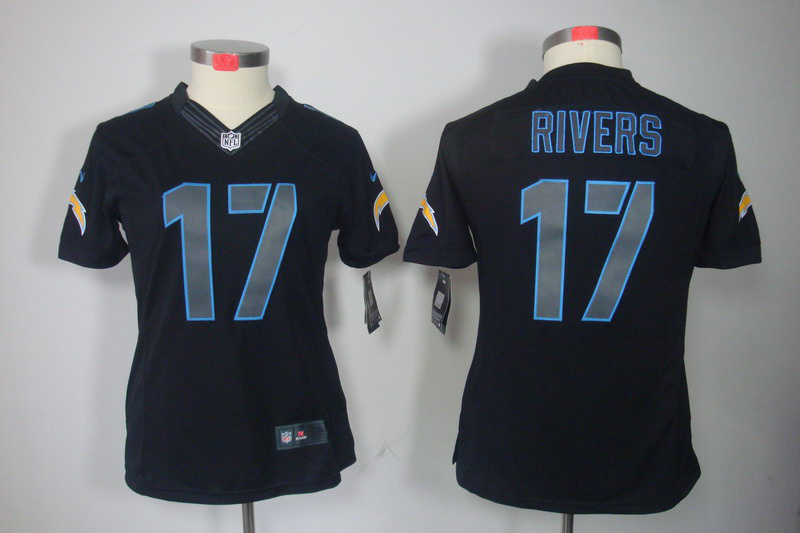 Nike Chargers 17 Rivers Black Impact Women Limited Jerseys