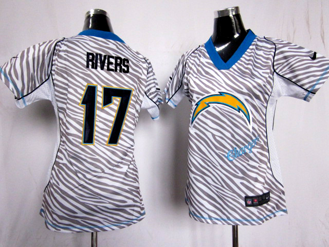 Nike Chargers 17 Rivers Women Zebra Jerseys