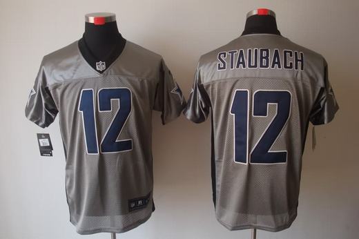 Nike Cowboys 12 Roger Staubach Grey Elite Jersey