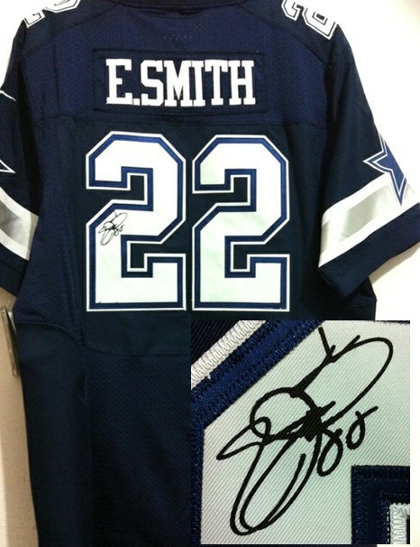 Nike Cowboys 22 E.Smith Blue Signature Edition Jerseys