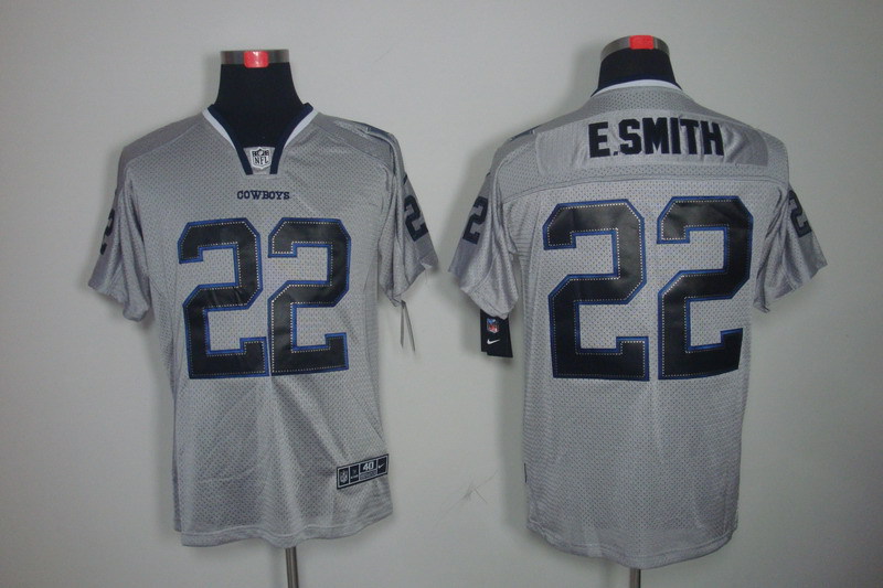Nike Cowboys 22 E.Smith Lights Out Grey Elite Jerseys