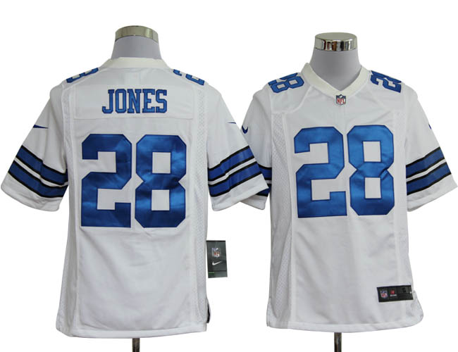 Nike Cowboys 28 Jones white Game Jerseys