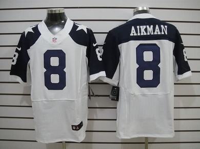 Nike Cowboys 8 Troy Aikman White Throwback Elite Jersey