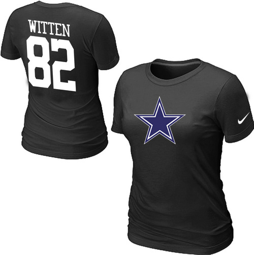 Nike Dallas Cowboys 82 WITTEN Name & Number Women's T-Shirt Black