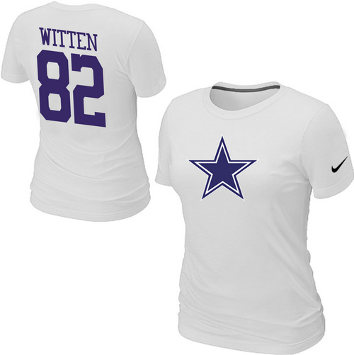 Nike Dallas Cowboys 82 WITTEN Name & Number Women's T-Shirt White