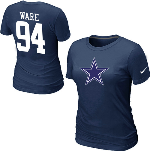 Nike Dallas Cowboys 94 WARE Name & Number Women's T-Shirt Blue